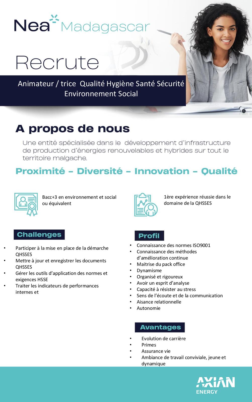 Emploi Recrutement Animateur Qualit Hygi Ne Sant S Curit